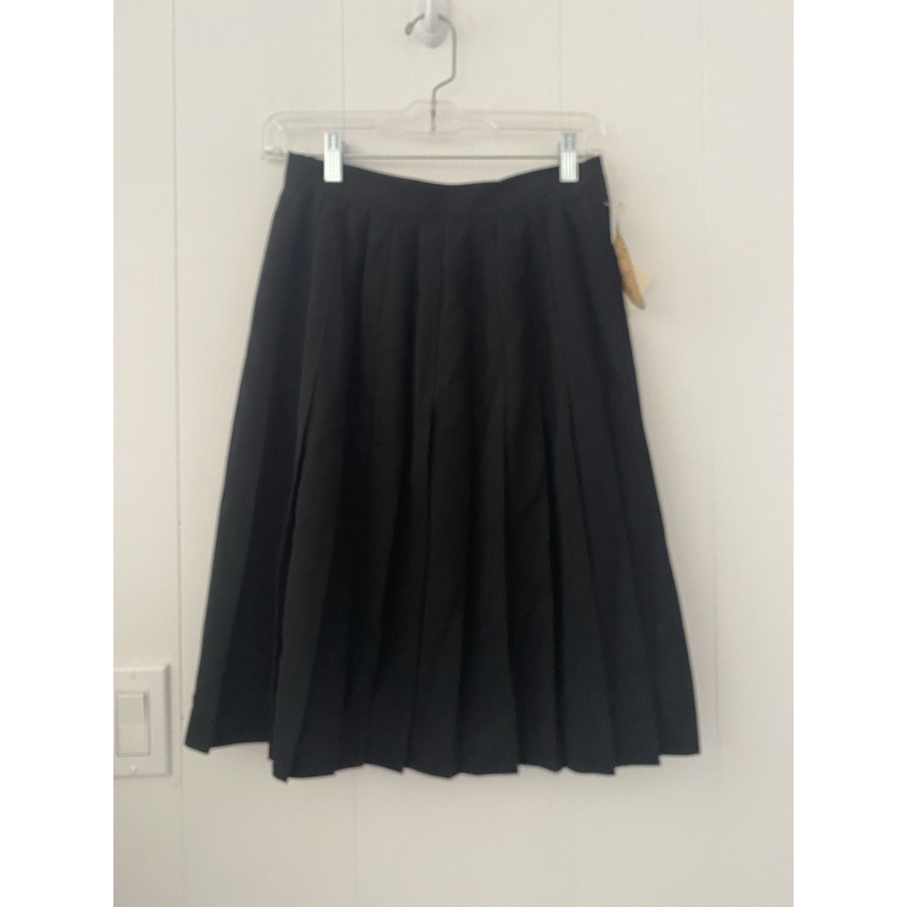 VTG NWT Austin Reed Classics Black Pleated Midi Skirt 100% Worsted Wool Sz 4